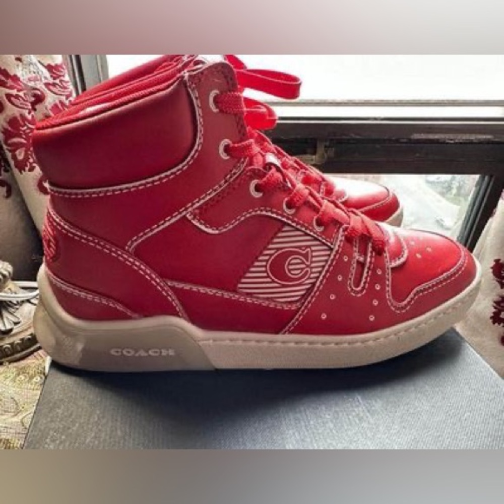 Coach men red shoes CTYSL TRMP HIGH TP